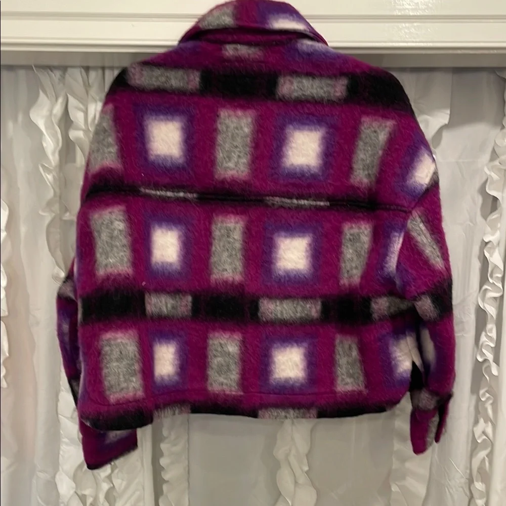 Blank NYC Stylish Plaid Jacket in Purple and Black nwot